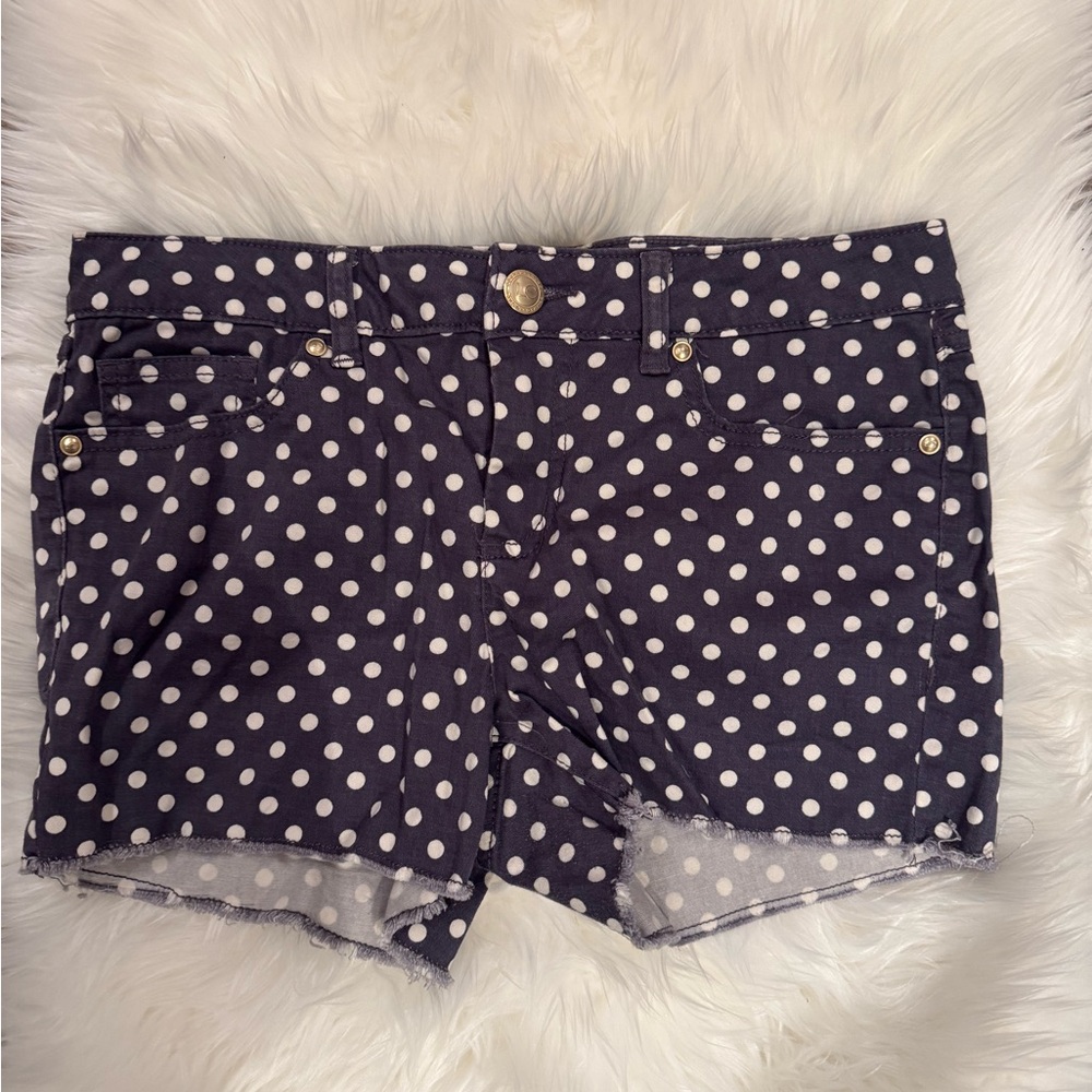 LC Lauren Conrad dark blue with White Polka Dot Denim Shorts